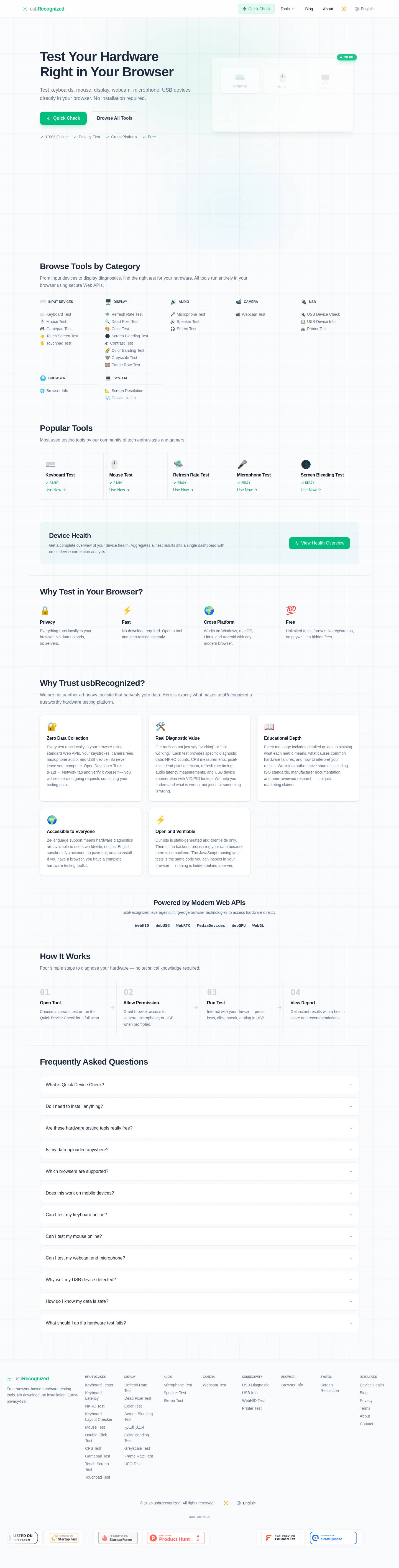 Nav section of usbrecognized.com