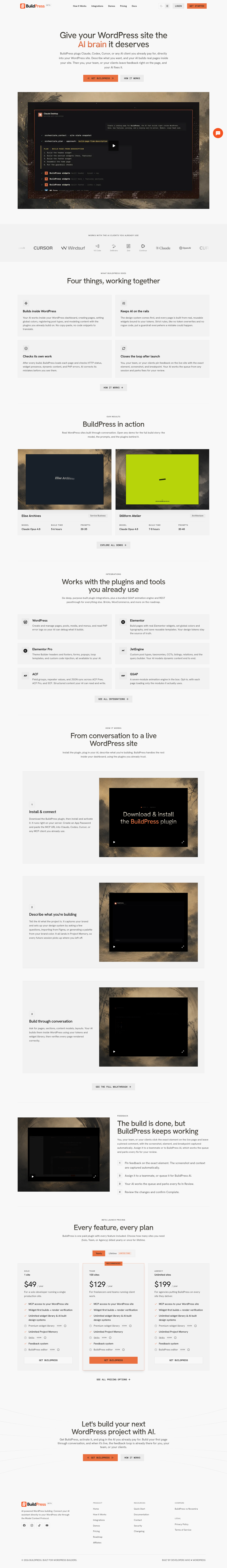 Hero section of usebuildpress.com