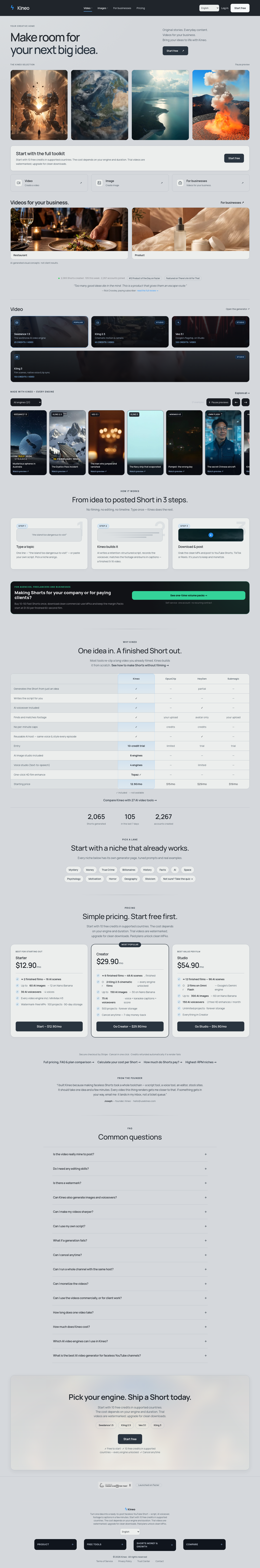 usekineo.com — The Pricing Page