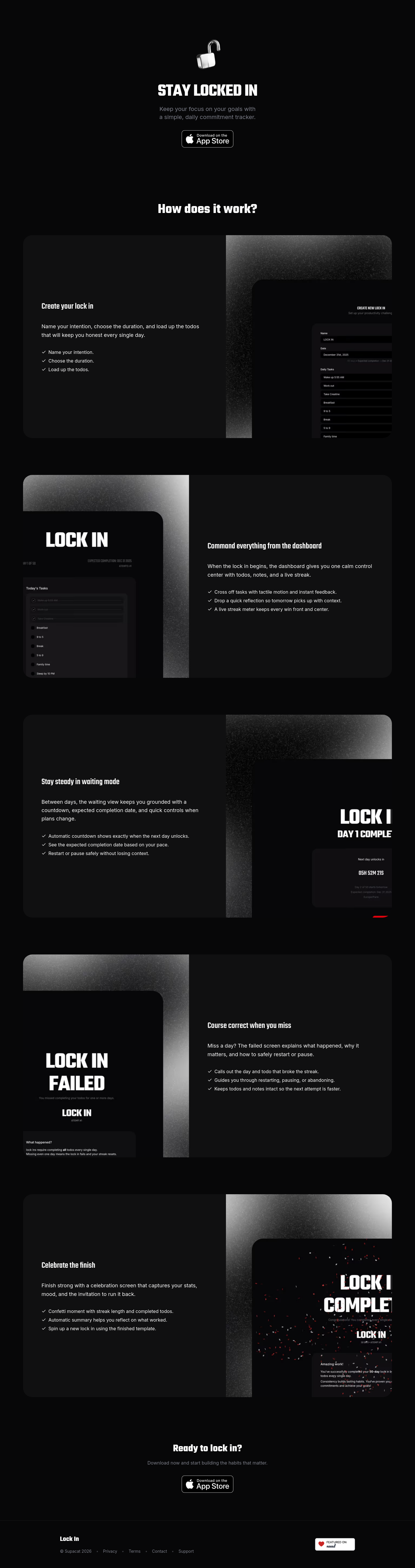 Hero section of uselockin.app
