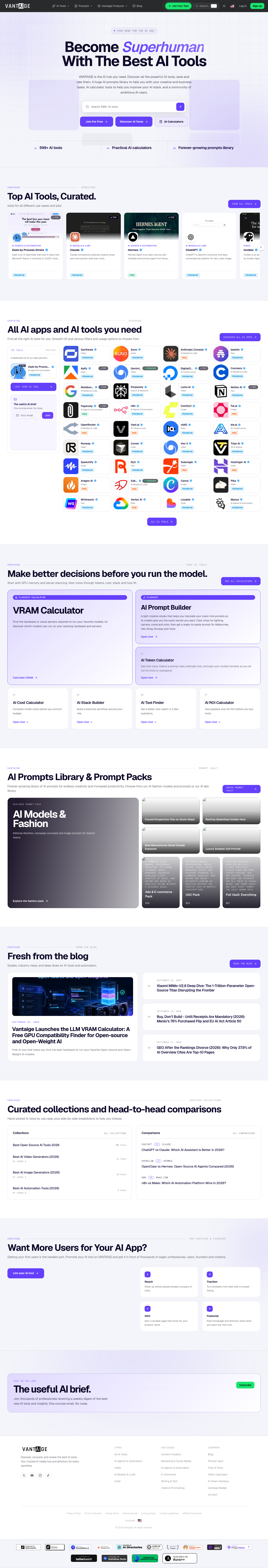 Nav section of vantaige.io