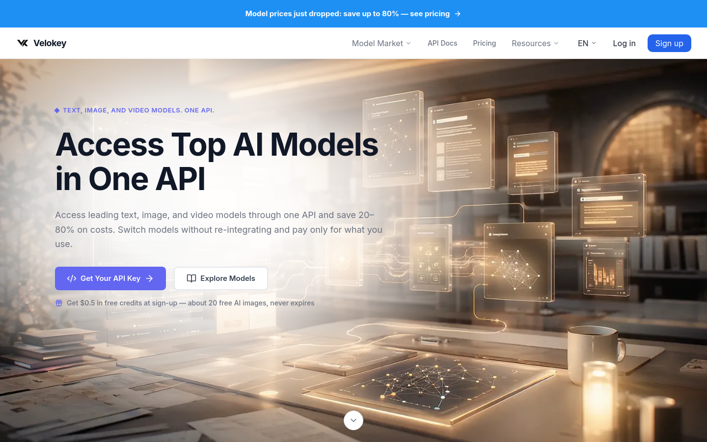 Nav section of velokey.ai