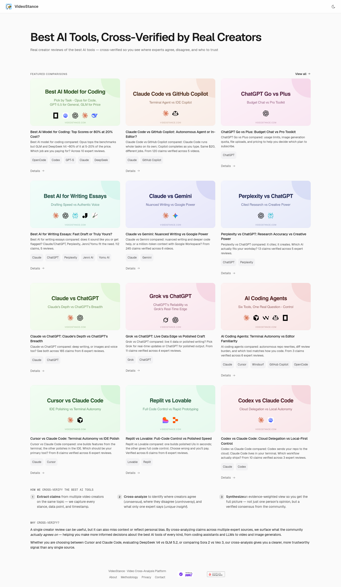 Hero section of videostance.com