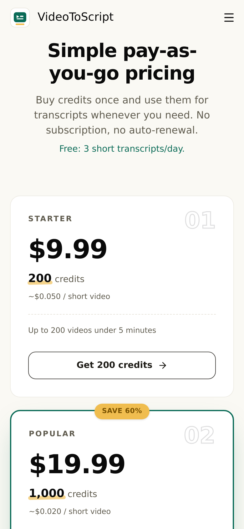 Pricing