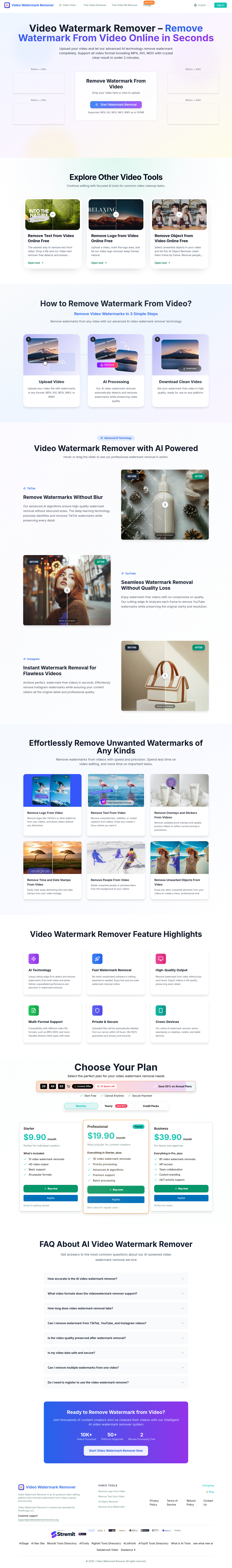 Nav section of videowatermarkremover.org
