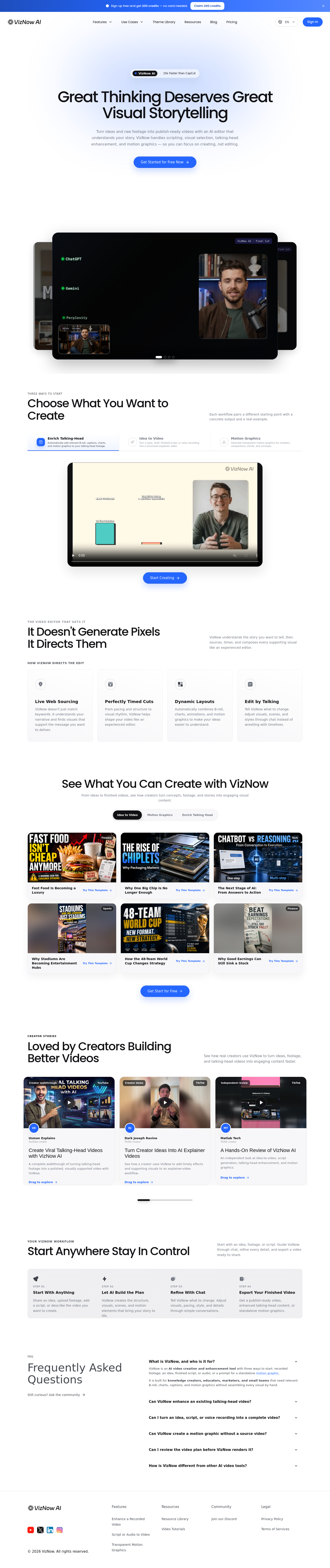 Nav section of viznow.ai
