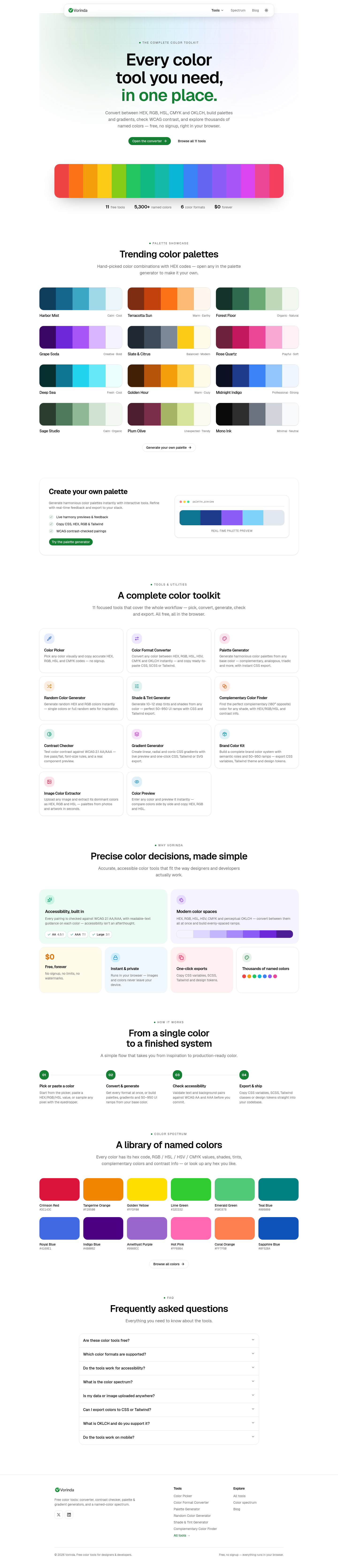 Nav section of vorinda.com
