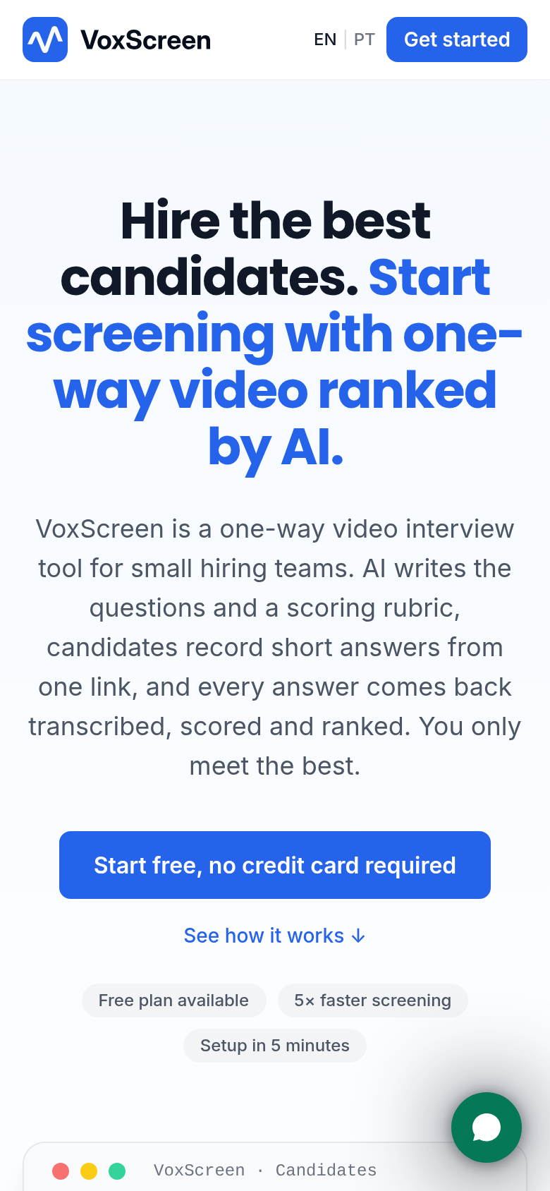 voxscreen.com mobile capture of the first page