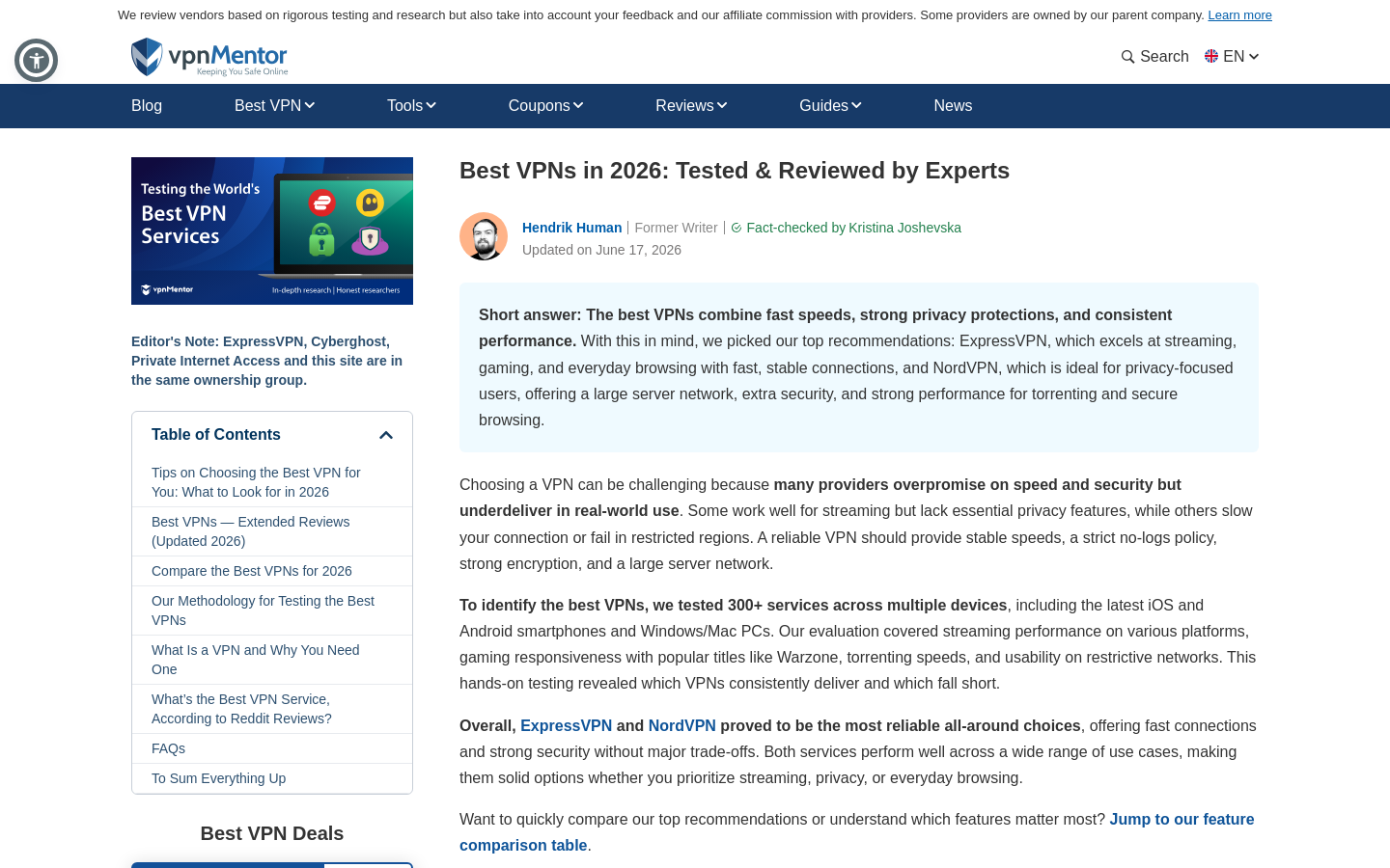 vpnmentor.com home page