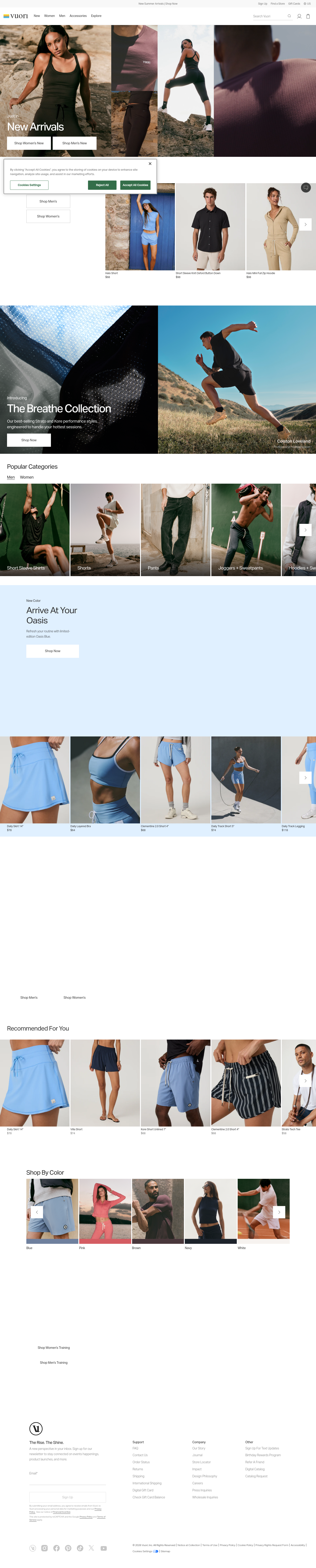 Hero section from vuoriclothing.com
