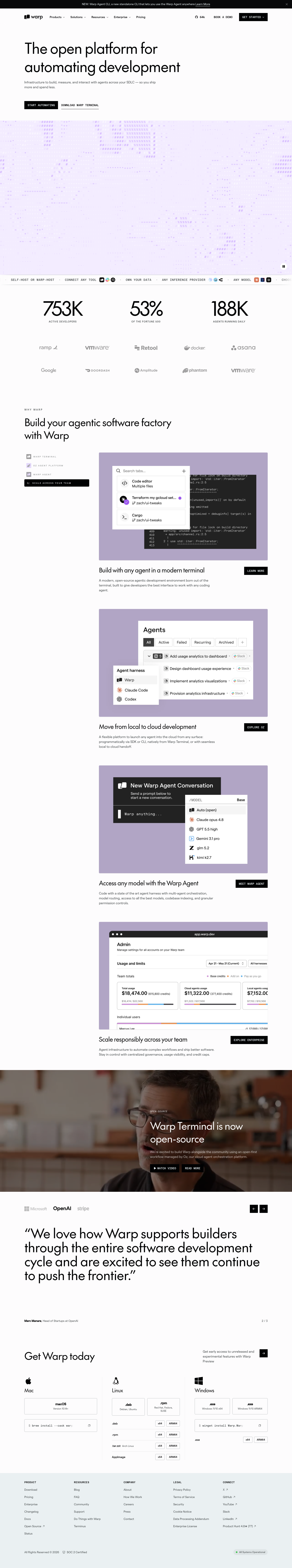 warp.dev — The Trust Wall