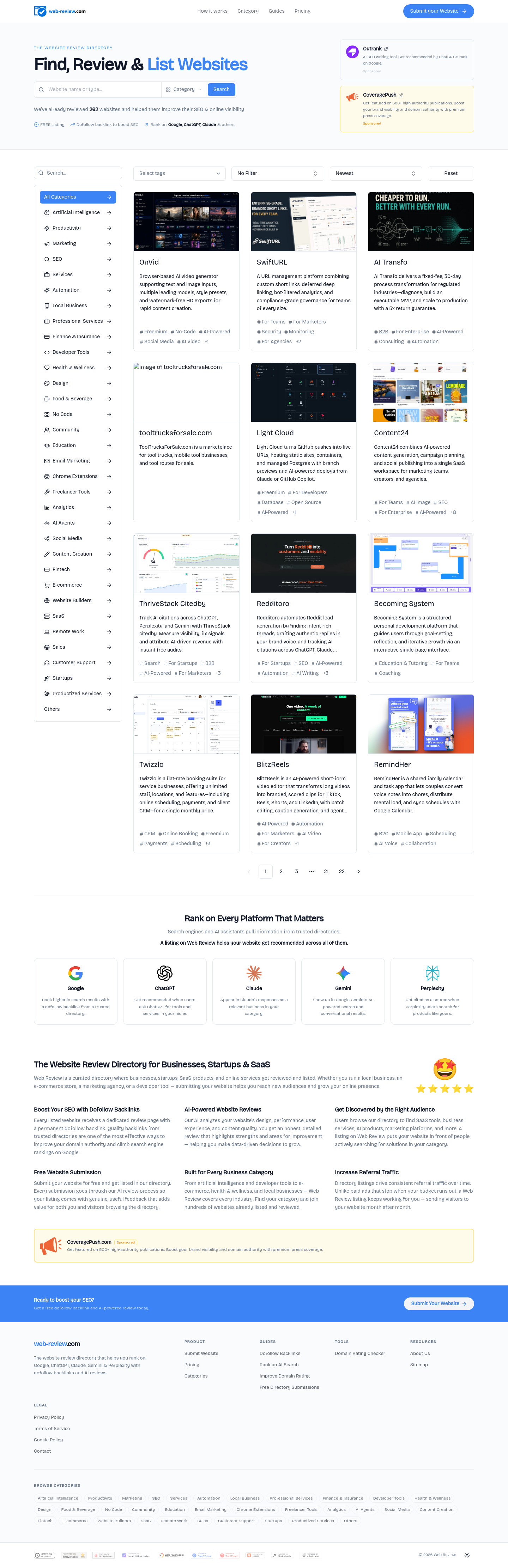 Nav section of web-review.com