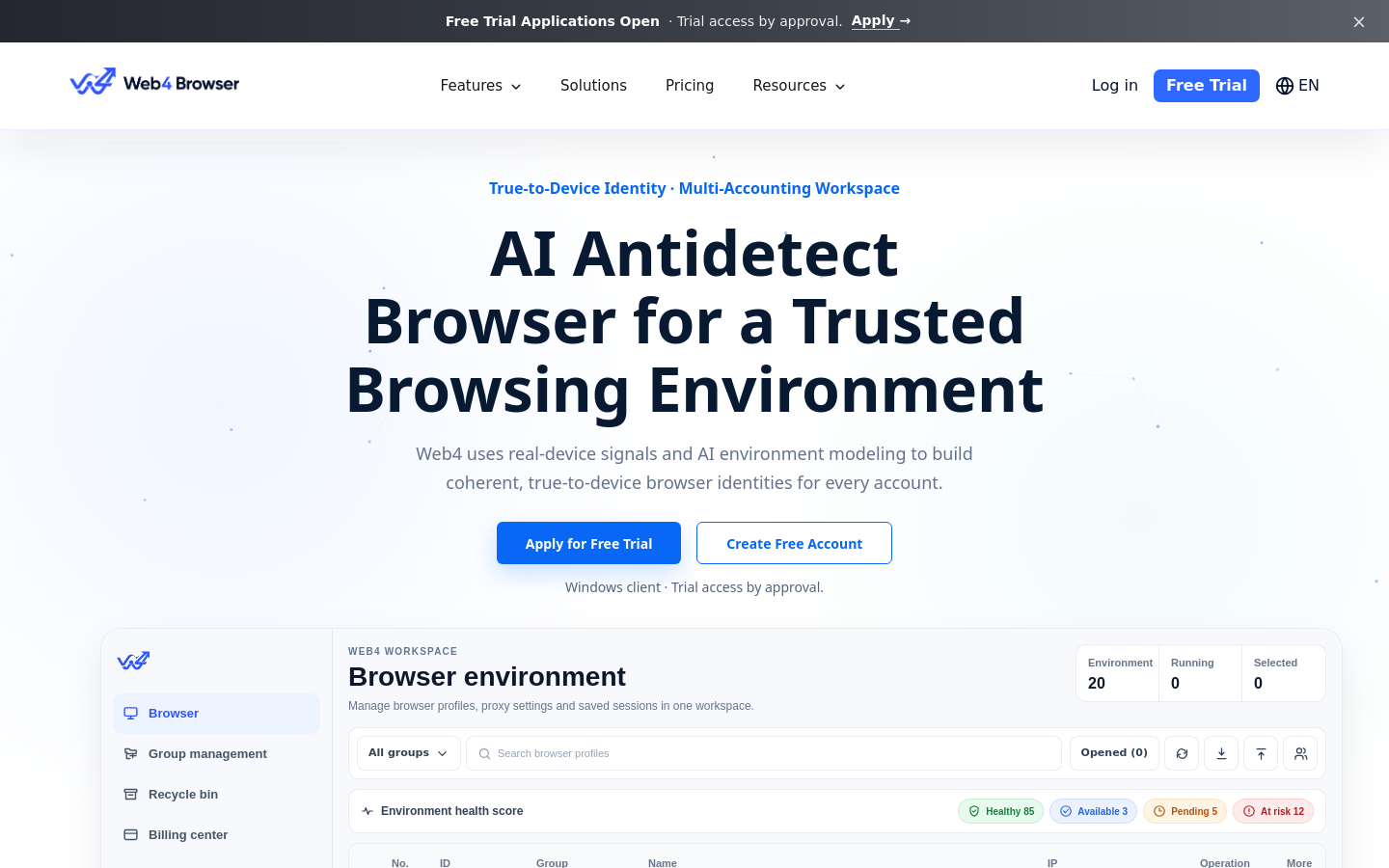 web4browser.io desktop capture of the first page