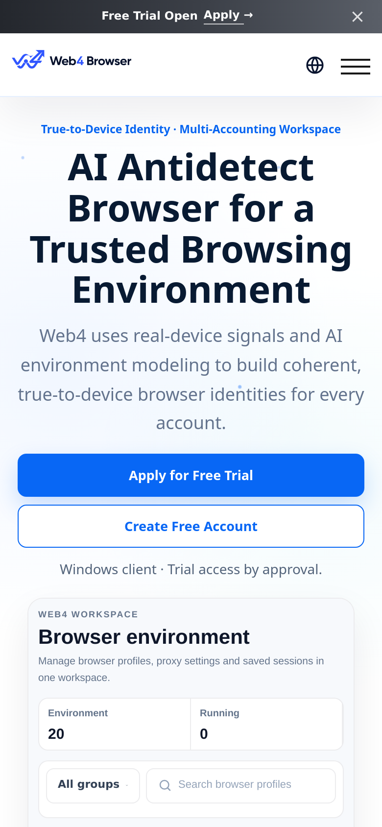web4browser.io mobile capture of the first page