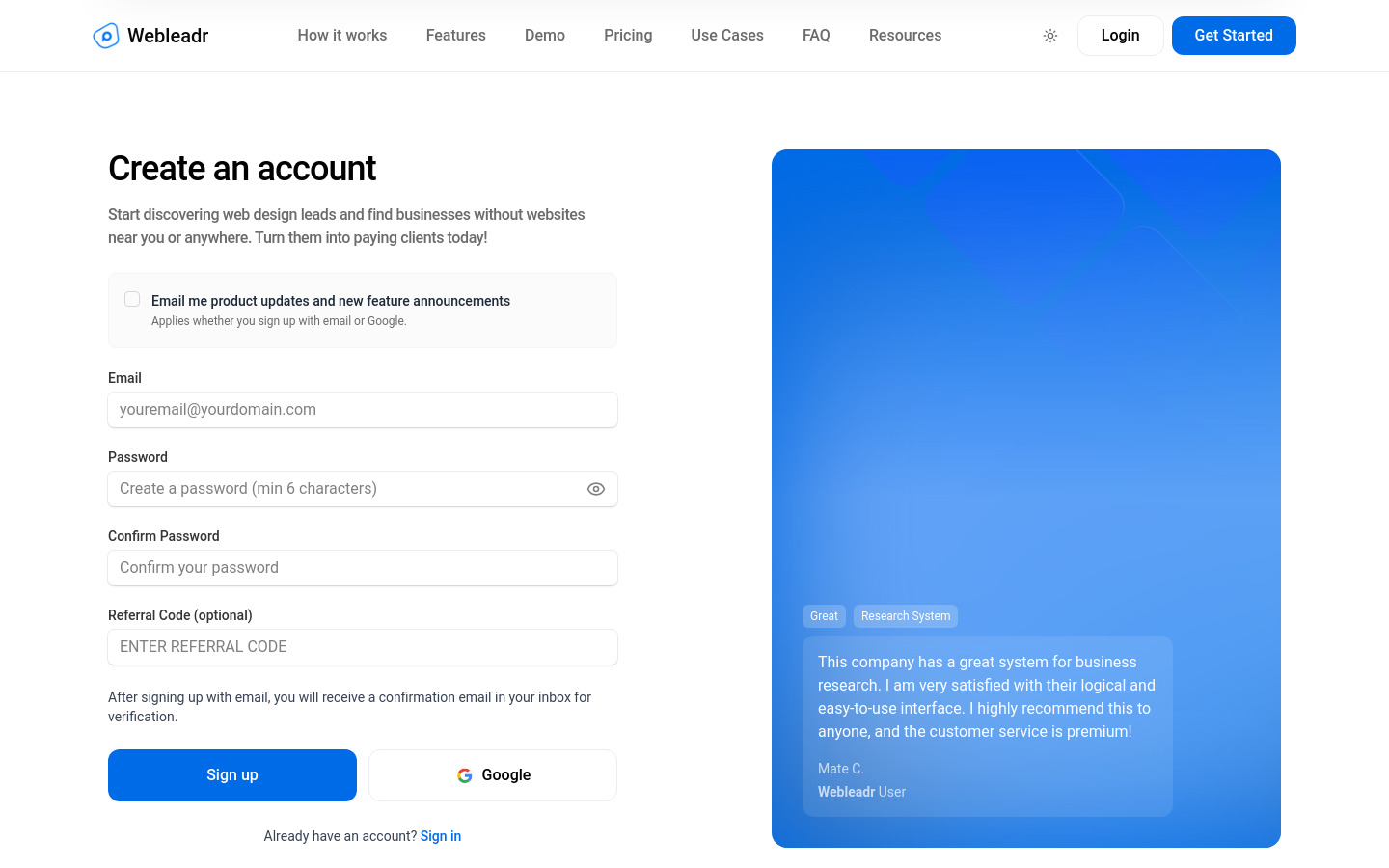 Signup