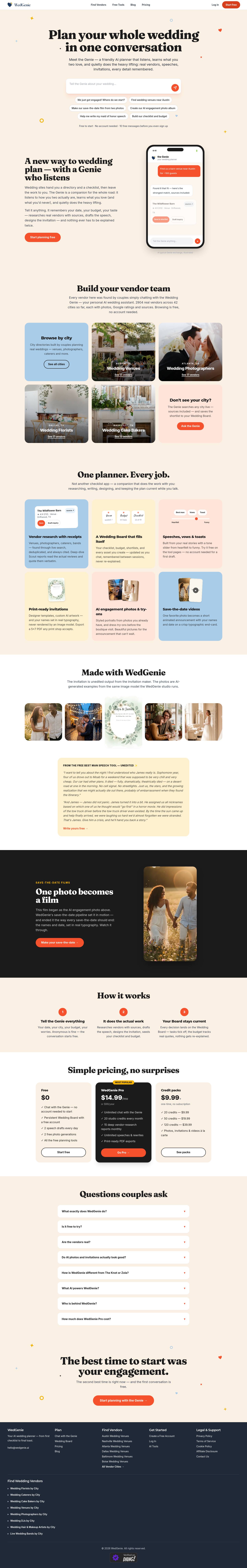 Nav section of wedgenie.ai
