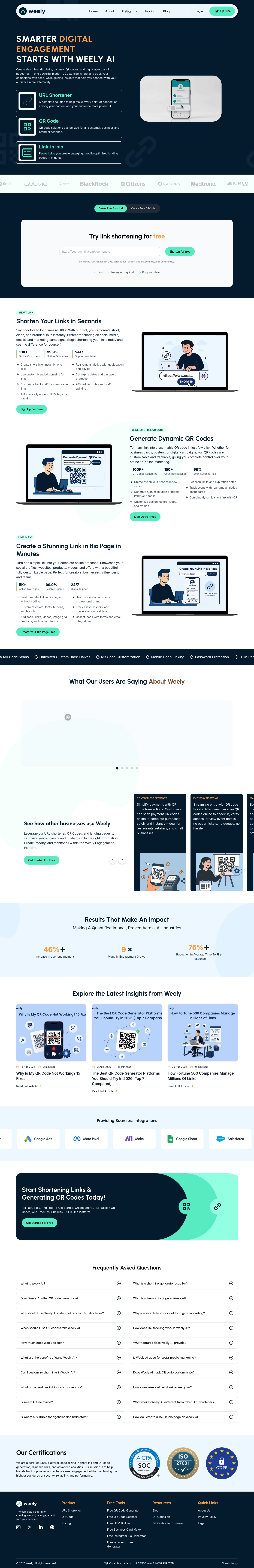 Nav section of weely.ai