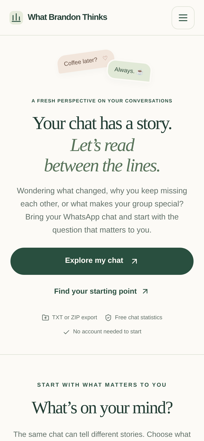 whatbrandonthinks.online mobile capture of the first page