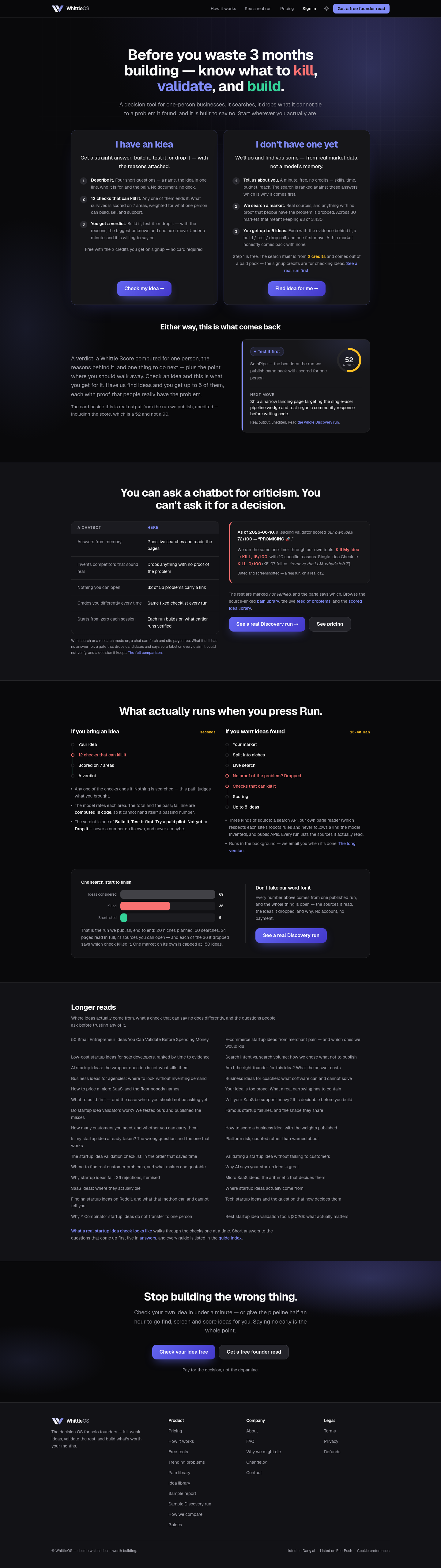 Nav section of whittleos.com
