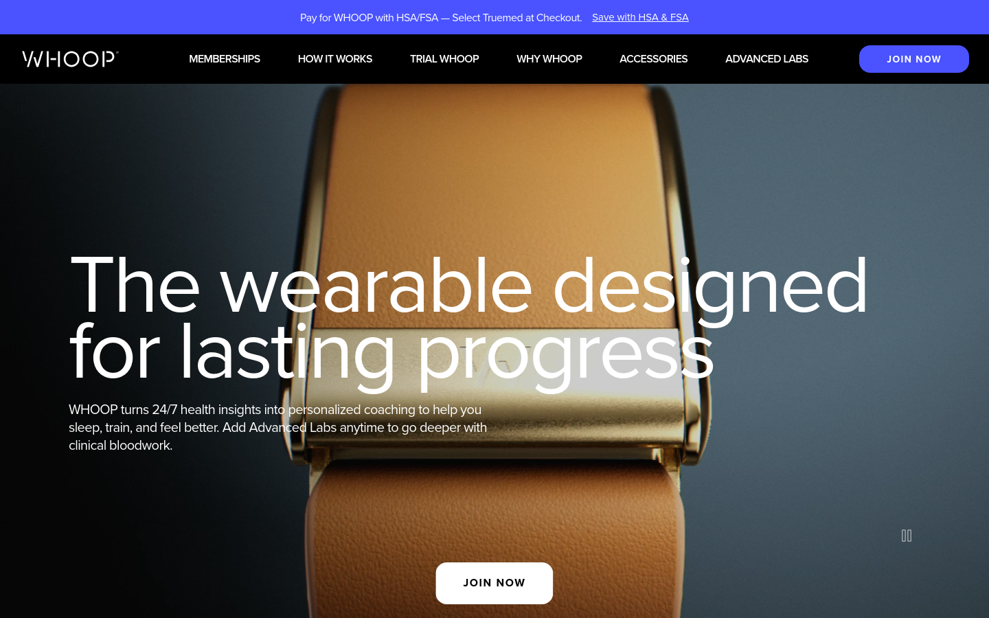 Captured homepage of whoop.com