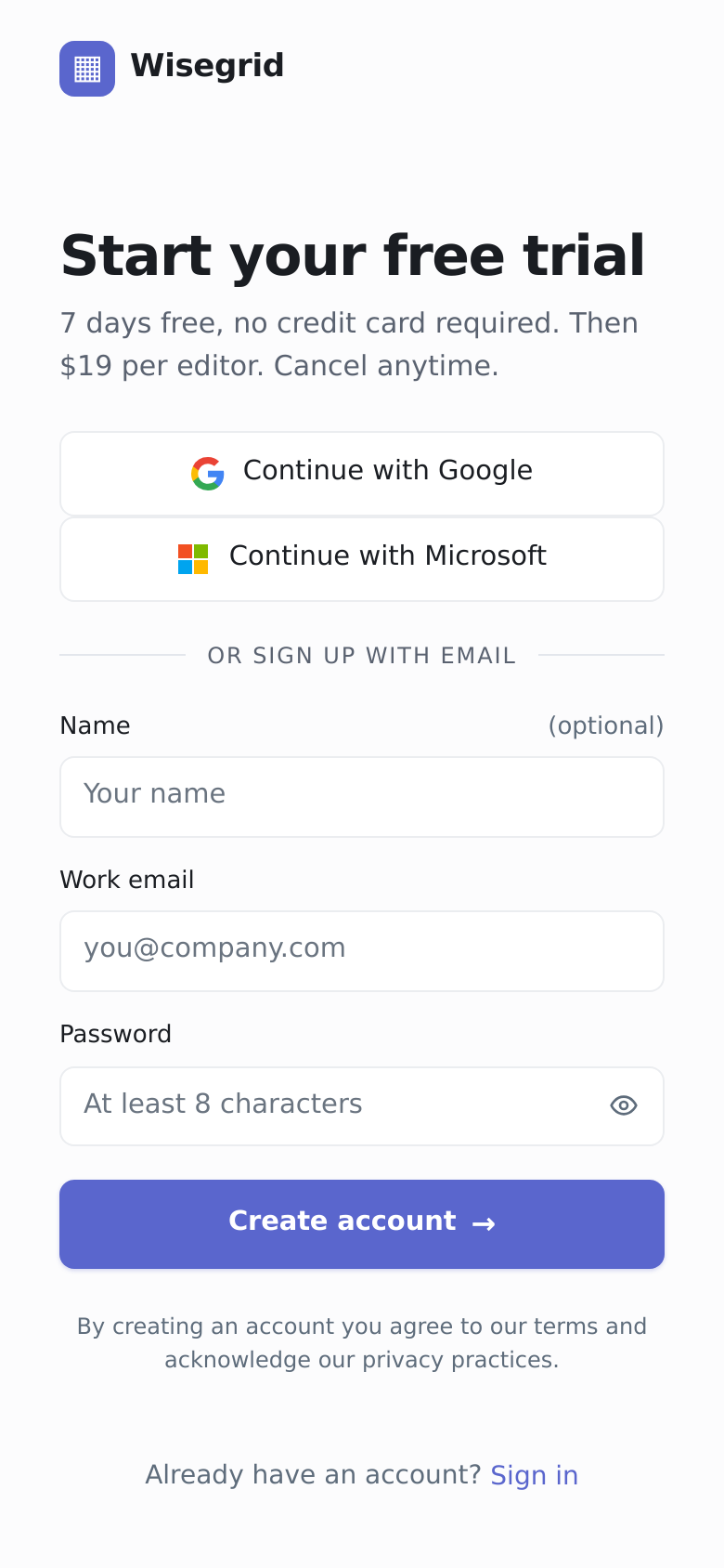 Signup