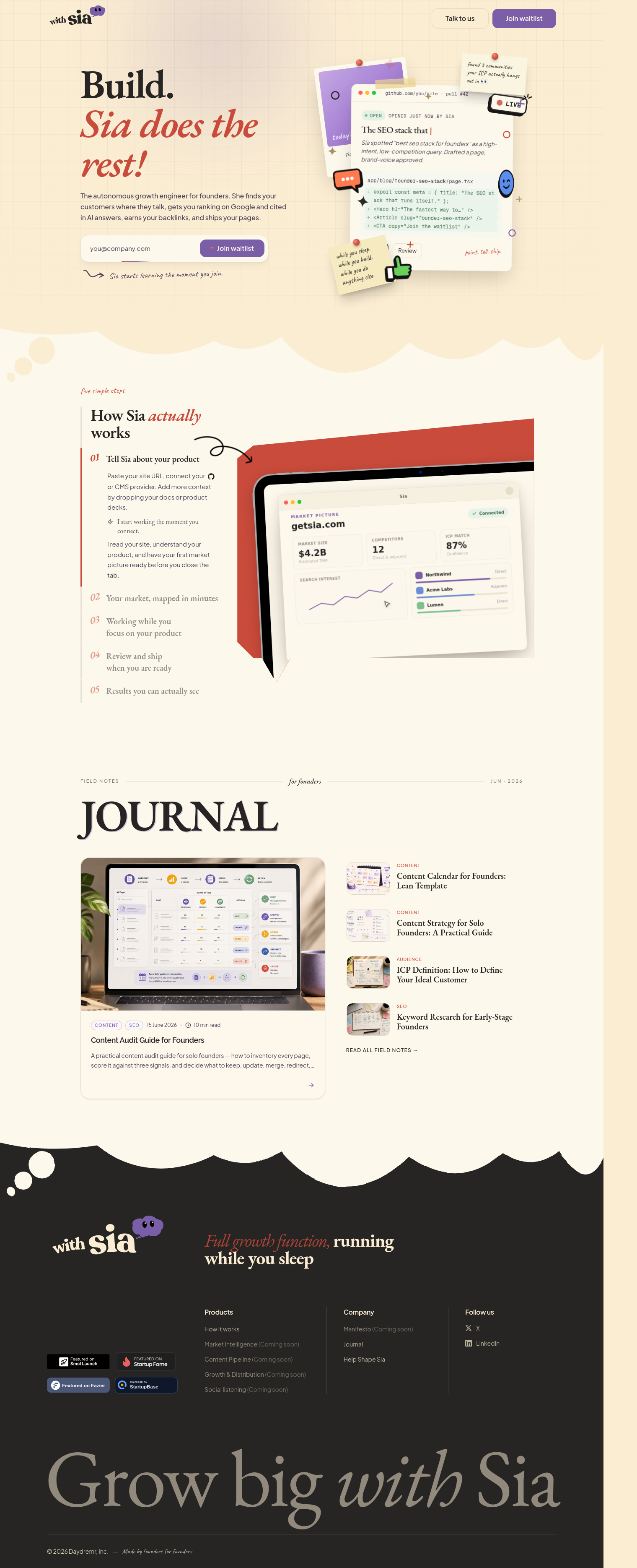 Nav section of withsia.com