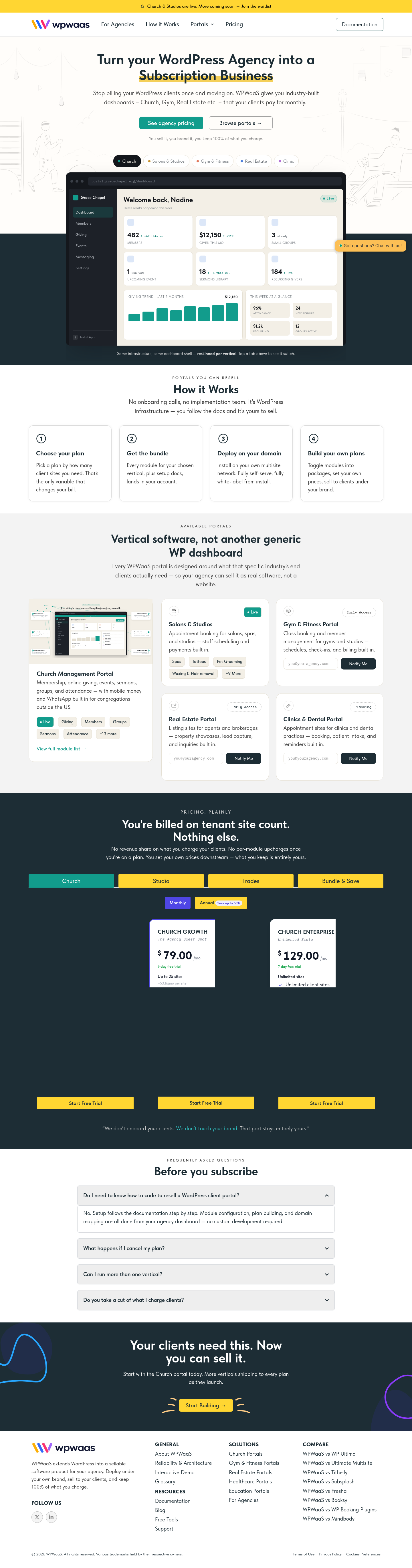 Nav section of wpwaas.com