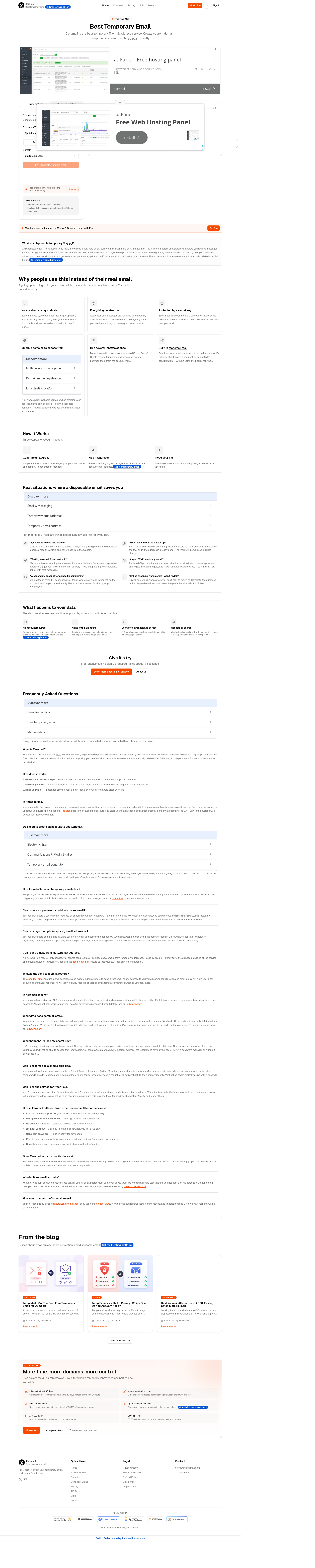 xeramail.com — Hero + Features + FAQ