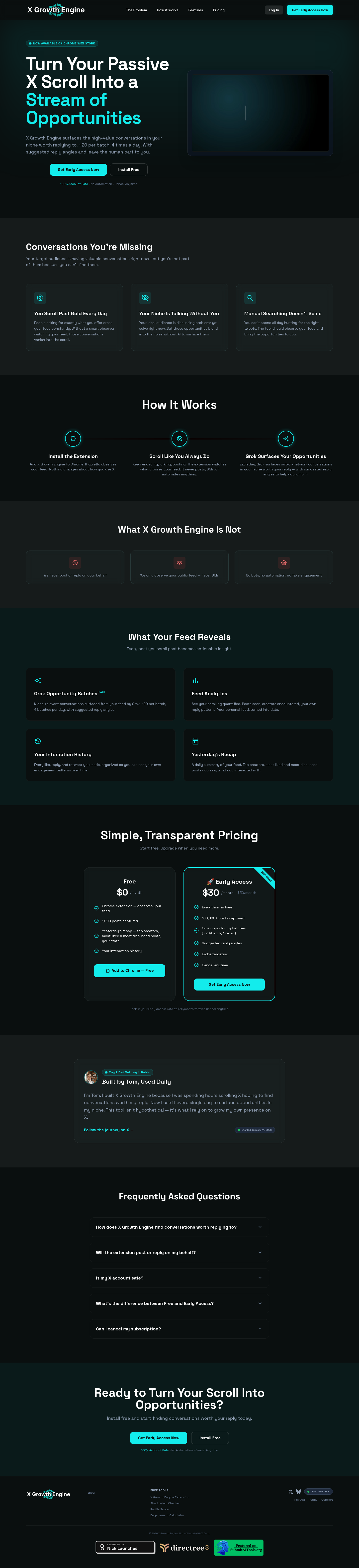 Nav section of xgrowthengine.com