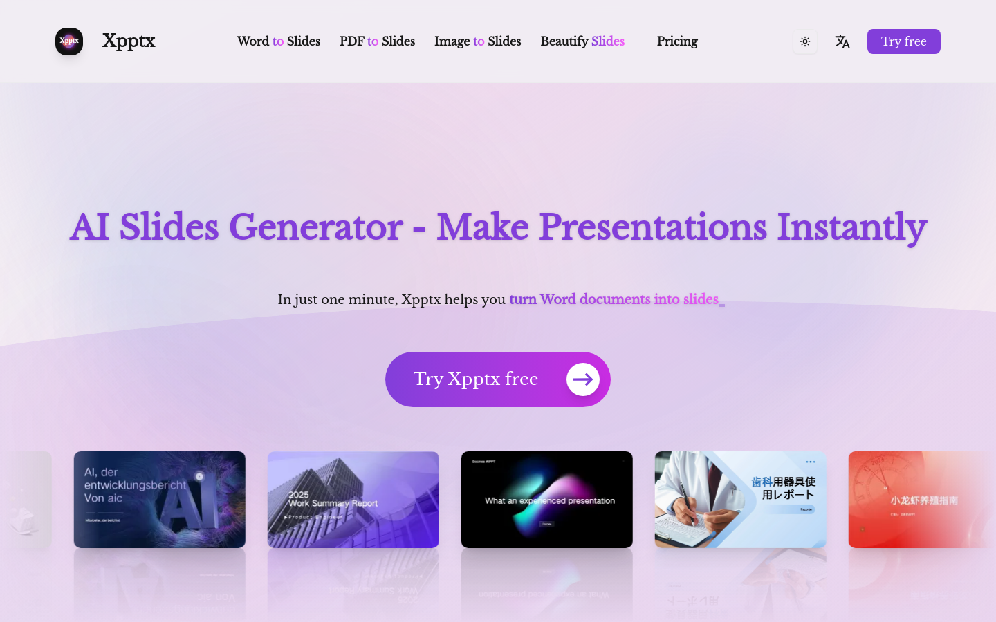 Above-the-fold capture of xpptx.com