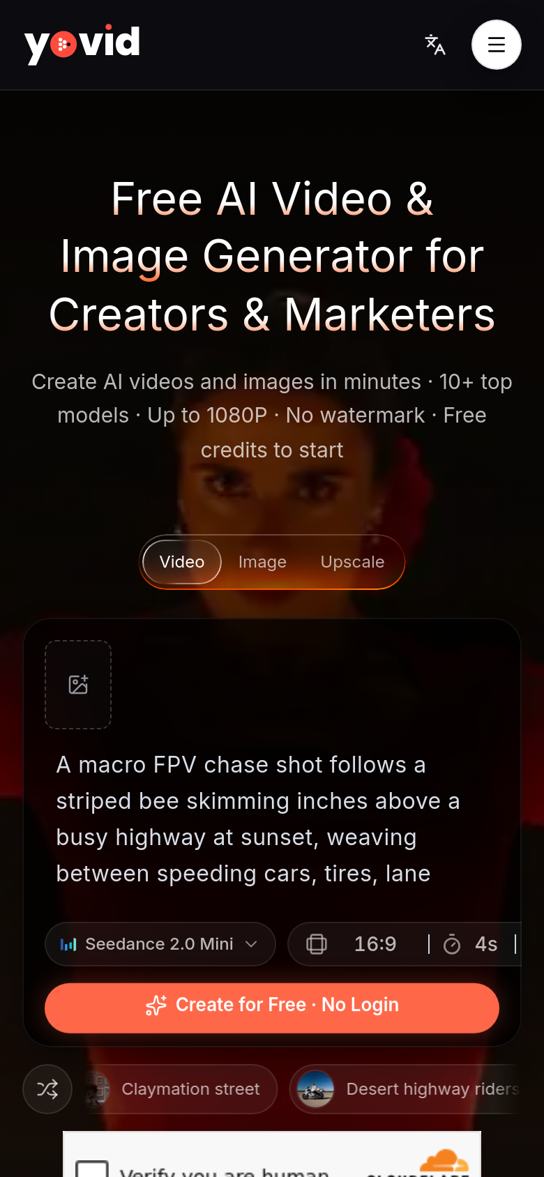 yovid.ai mobile capture of the first page