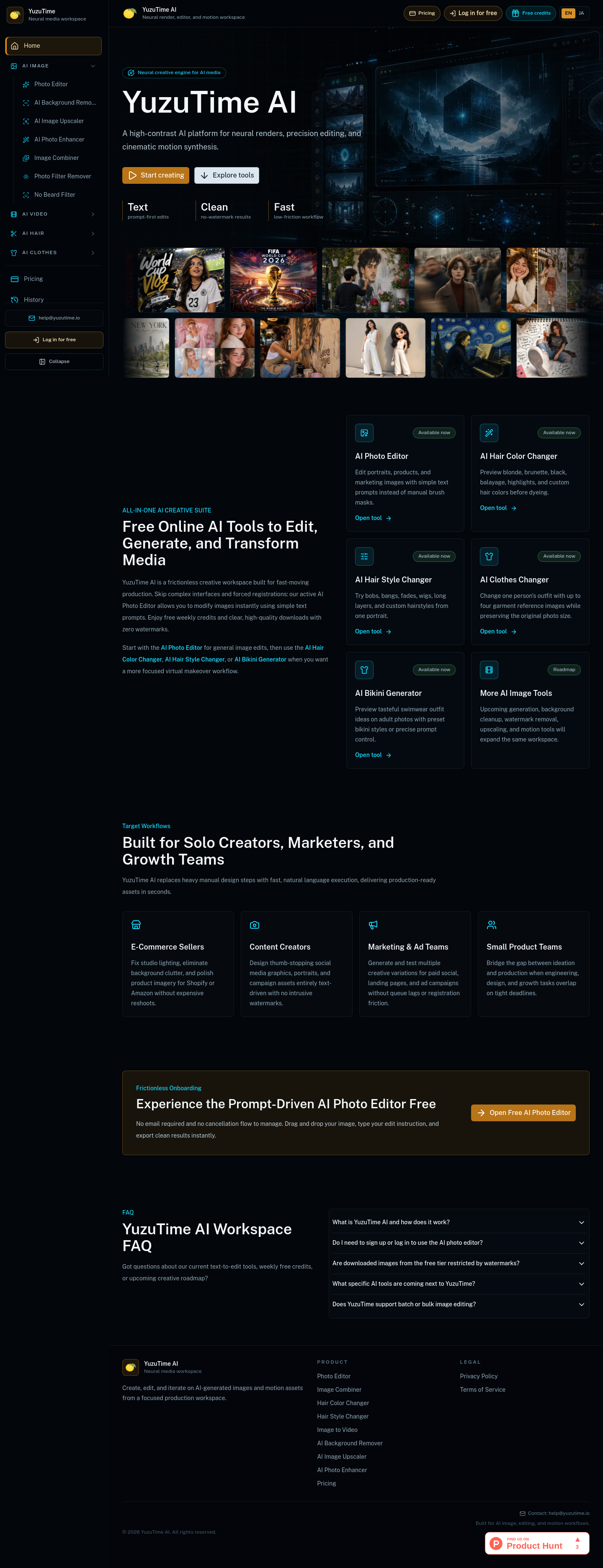Nav section of yuzutime.io