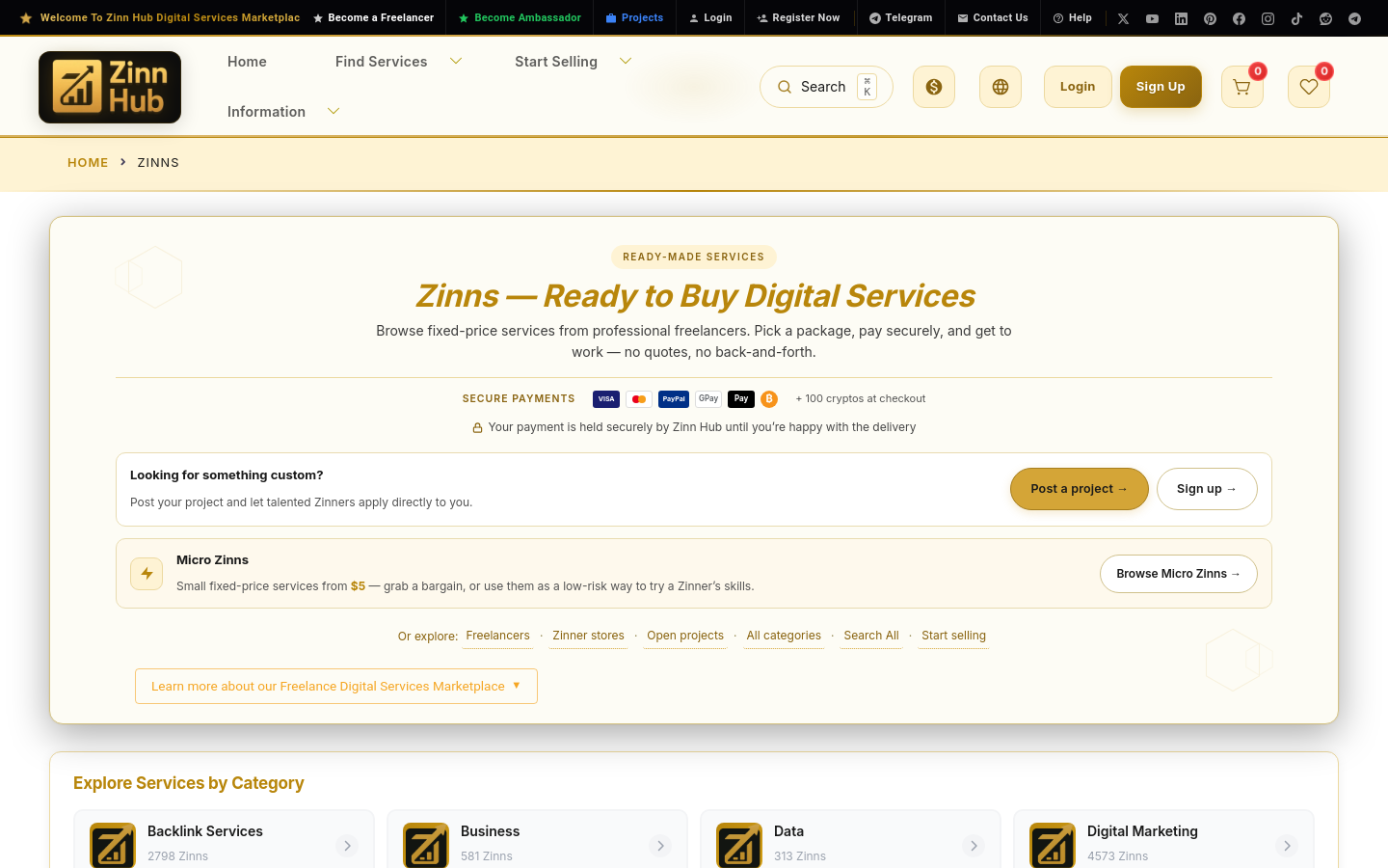 zinnhub.com home page