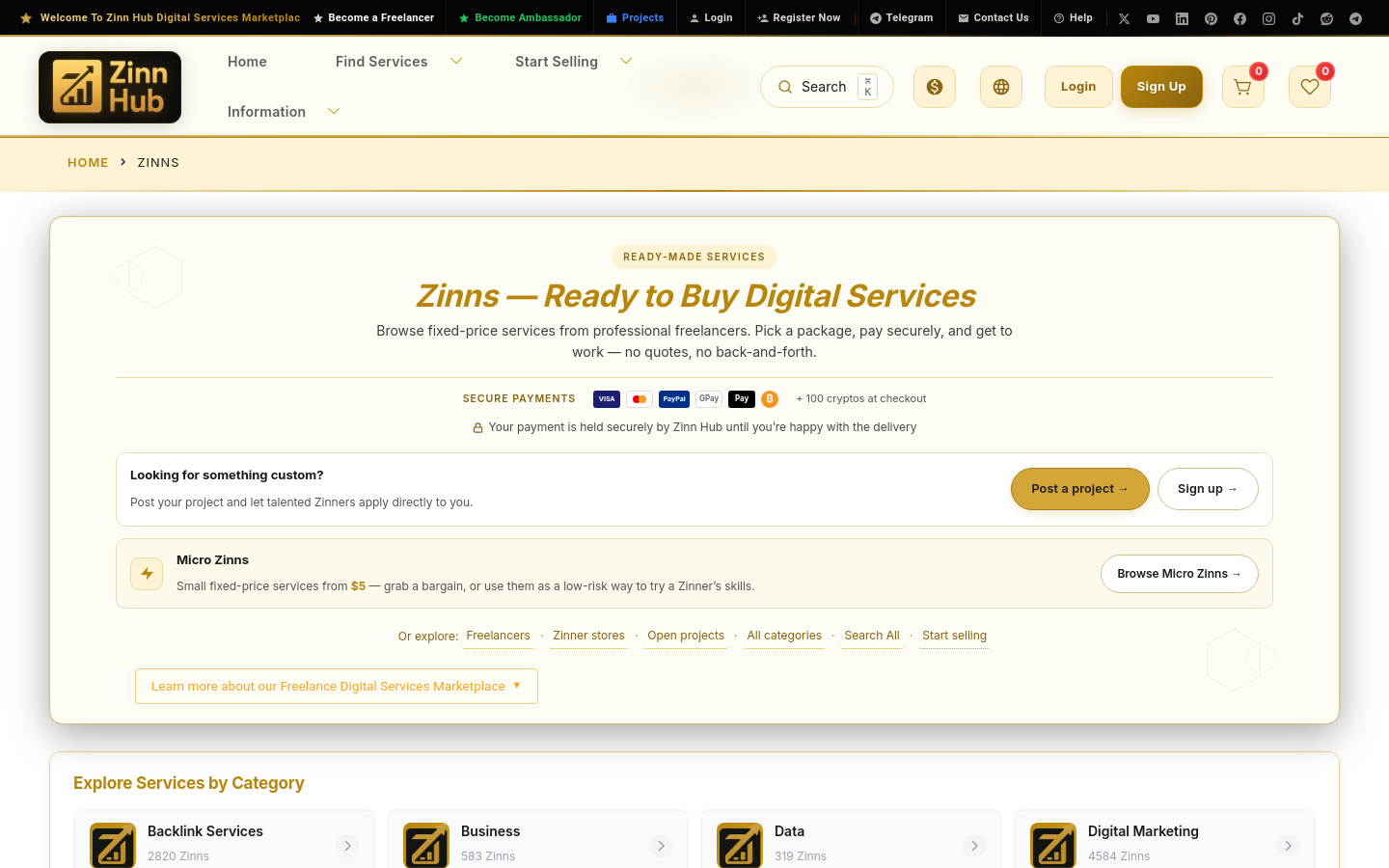 zinnhub.com home page