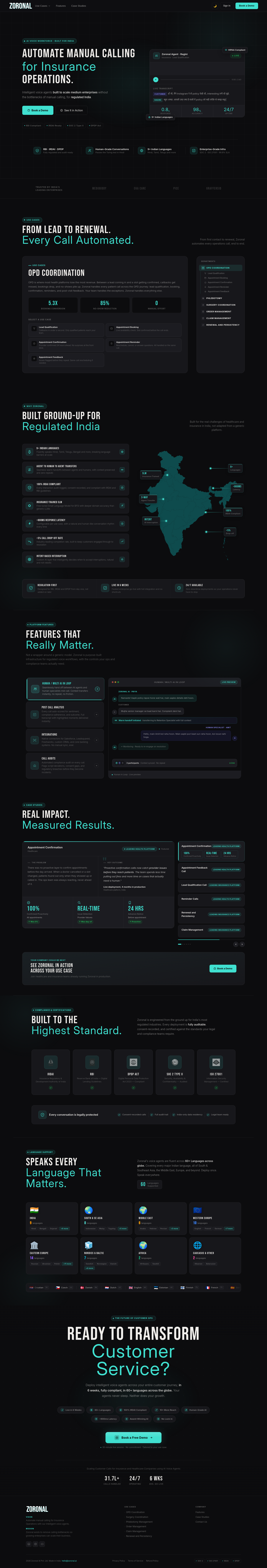 Nav section of zoronal.com
